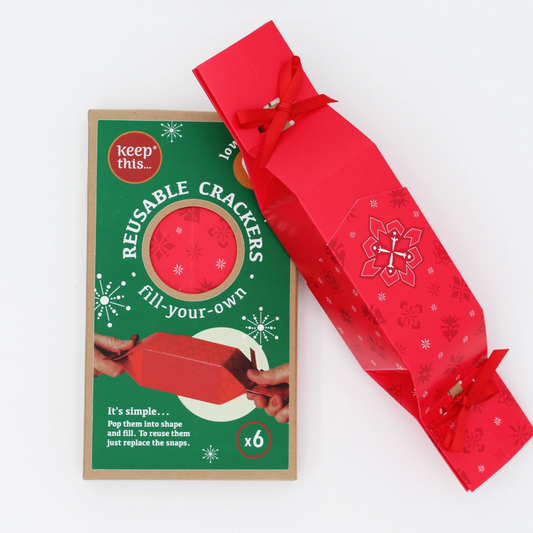 6 Reusable Party Crackers - Red Jewel design