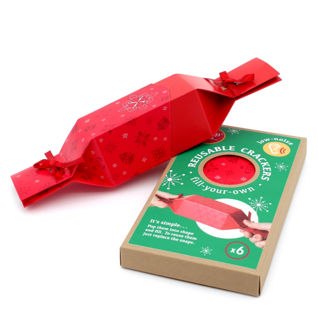 6 Reusable Party Crackers - Red Jewel design
