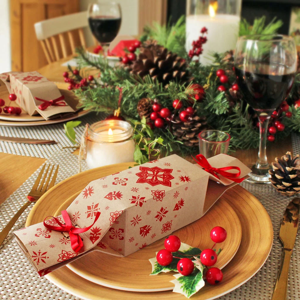 6 Reusable Party Crackers - Kraft Jewel design