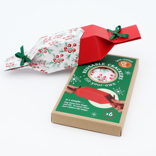6 Reusable Party Crackers - Red Berries design