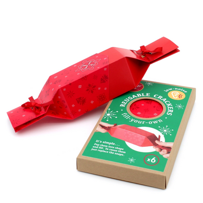 6 Reusable Party Crackers - Red Jewel design