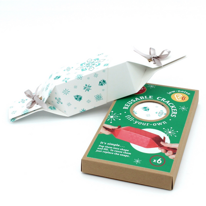6 Reusable Party Crackers - White Jewel design