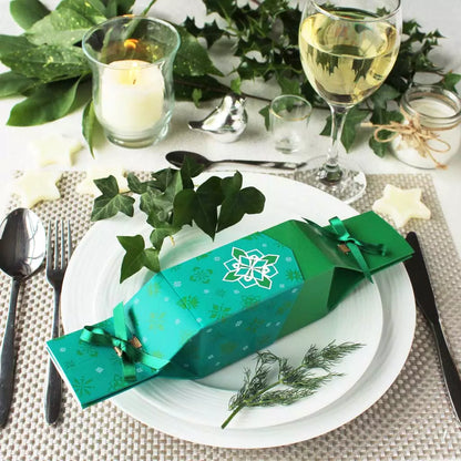 6 Reusable Party Crackers - Green Jewel design