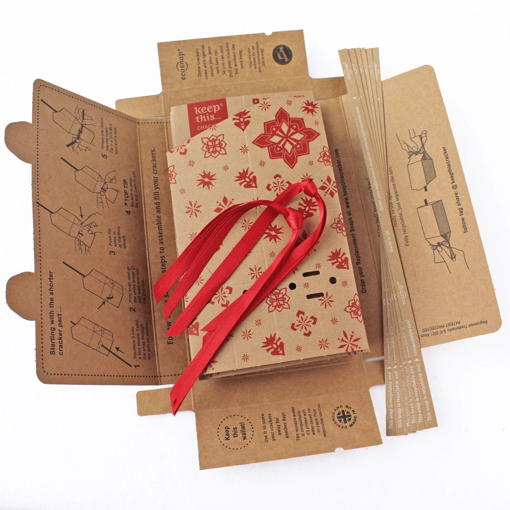 6 Reusable Party Crackers - Kraft Jewel design