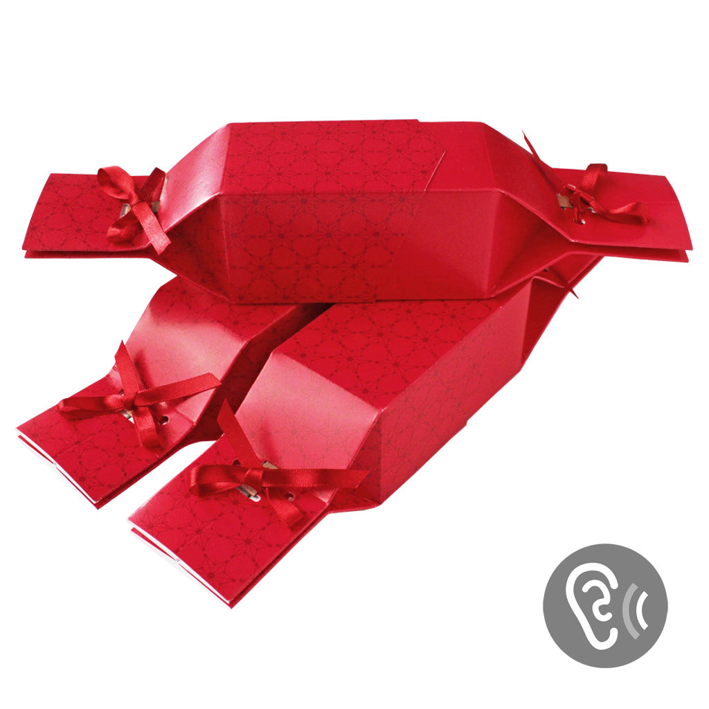 6 Reusable Party Crackers - Red Christmas design