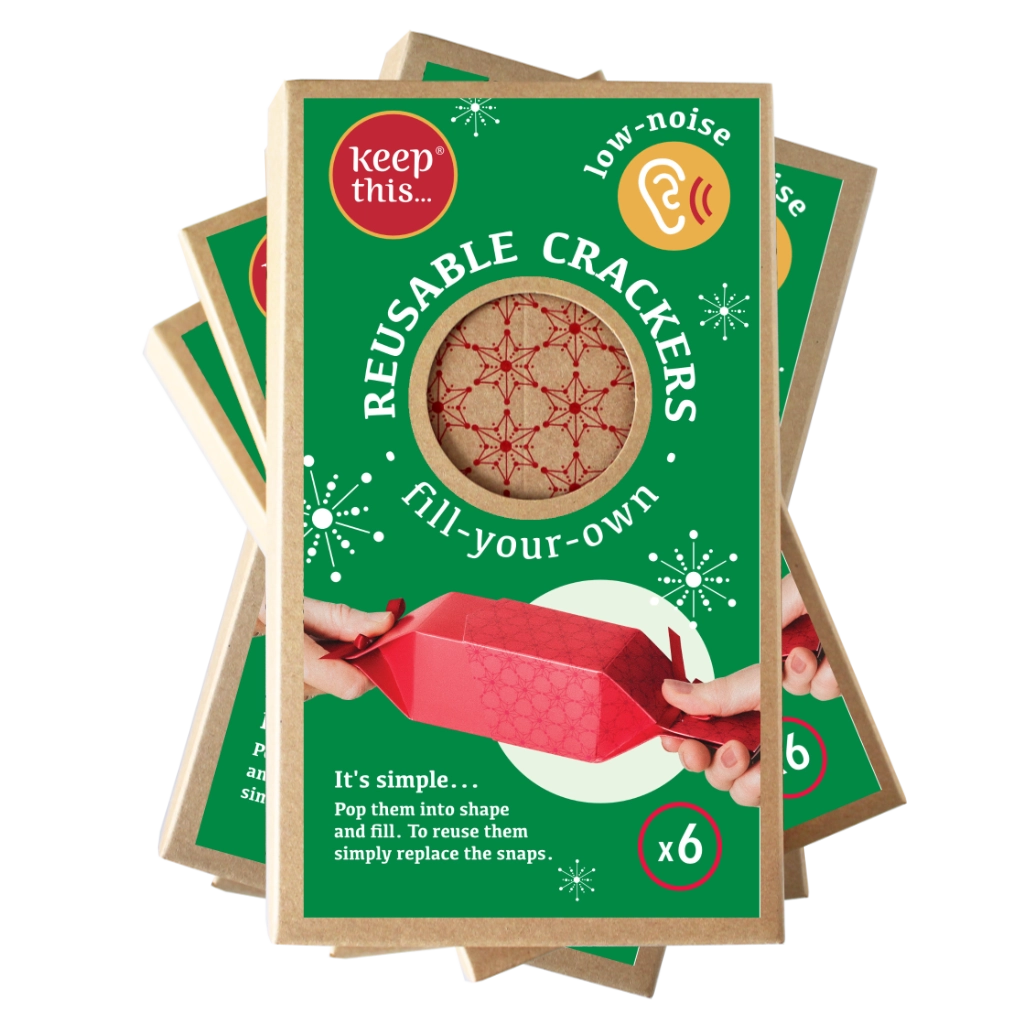 Unit packs of 6 cracker wallets: Red Christmas design