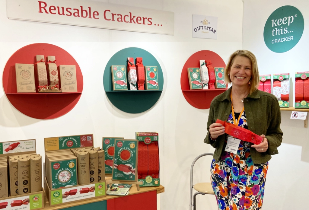 Bea Thackeray at The Home & Gift Buyers Festival Keep This Cracker stand